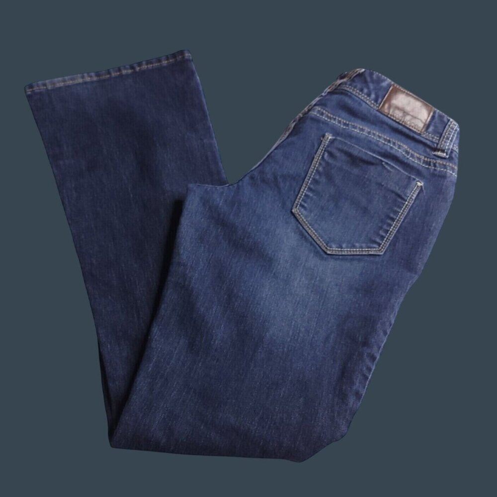 Maurices Womens Bootcut Jeans 7/8 Dark Wash Low Rise Stretch
